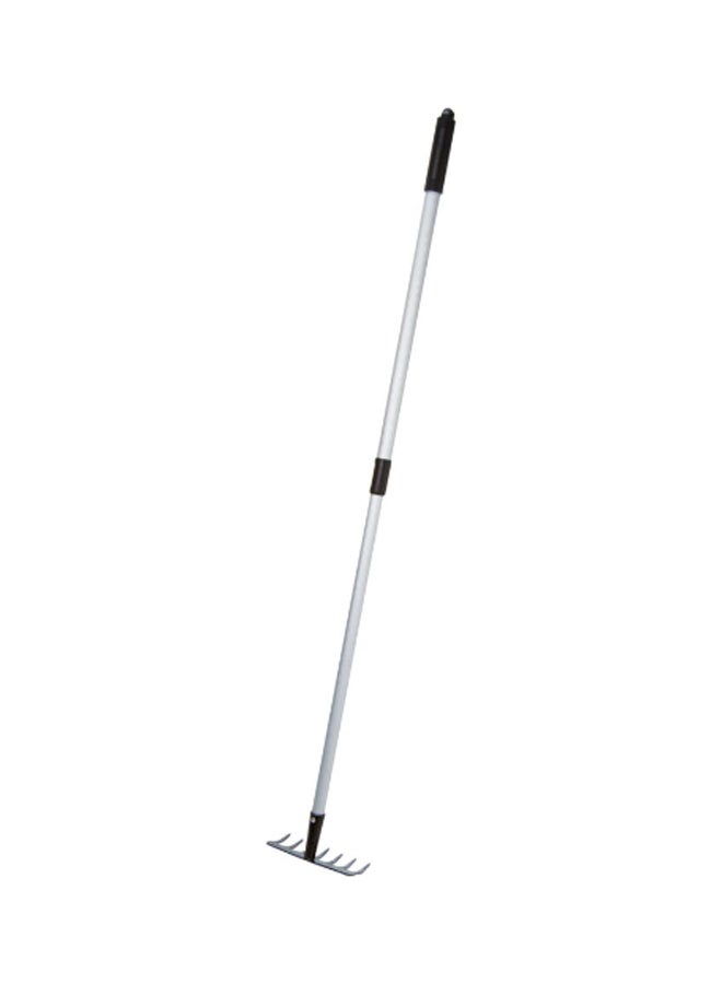 مشط أعمال البستنة والحدائق 7 أسنان ومقبض تلسكوبي أسود وفضي 17 x 70 x 8 سم T21-411T-040A