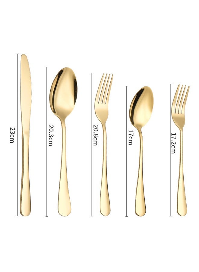 Hanayo طقم أدوات مائدة مكون من 30 قطعة لطاولة 6 أشخاص من الفولاذ المقاوم للصدأ مع سكاكين وملاعق وشوك (ذهبي) - Image 3