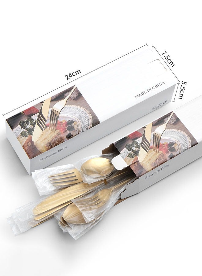 Hanayo طقم أدوات مائدة مكون من 30 قطعة لطاولة 6 أشخاص من الفولاذ المقاوم للصدأ مع سكاكين وملاعق وشوك (ذهبي) - Image 4