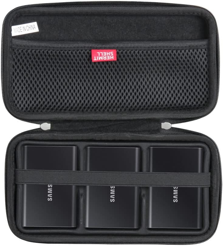 Hermitshell Hard Travel Case for Samsung T7 / T7 Touch Portable SSD 1TB 2TB 500GB USB 3.2 External Solid State Drive (Case for 3 Hard Drives, Black) - Image 1