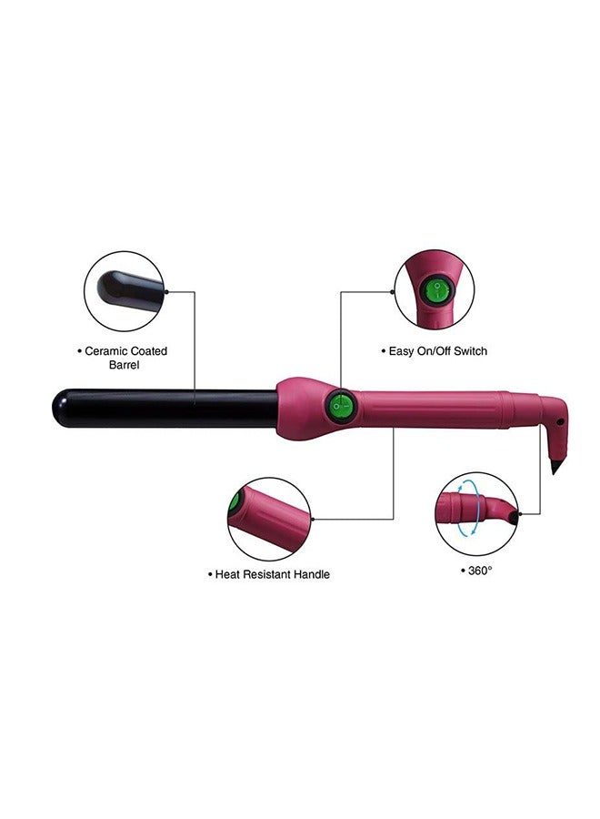 Curling Iron, Hair Curling Wand for Long Short Hair, Dual Voltage Curling Iron, Wand Curling Iron with Negative Ions Black/Pink - Image 2