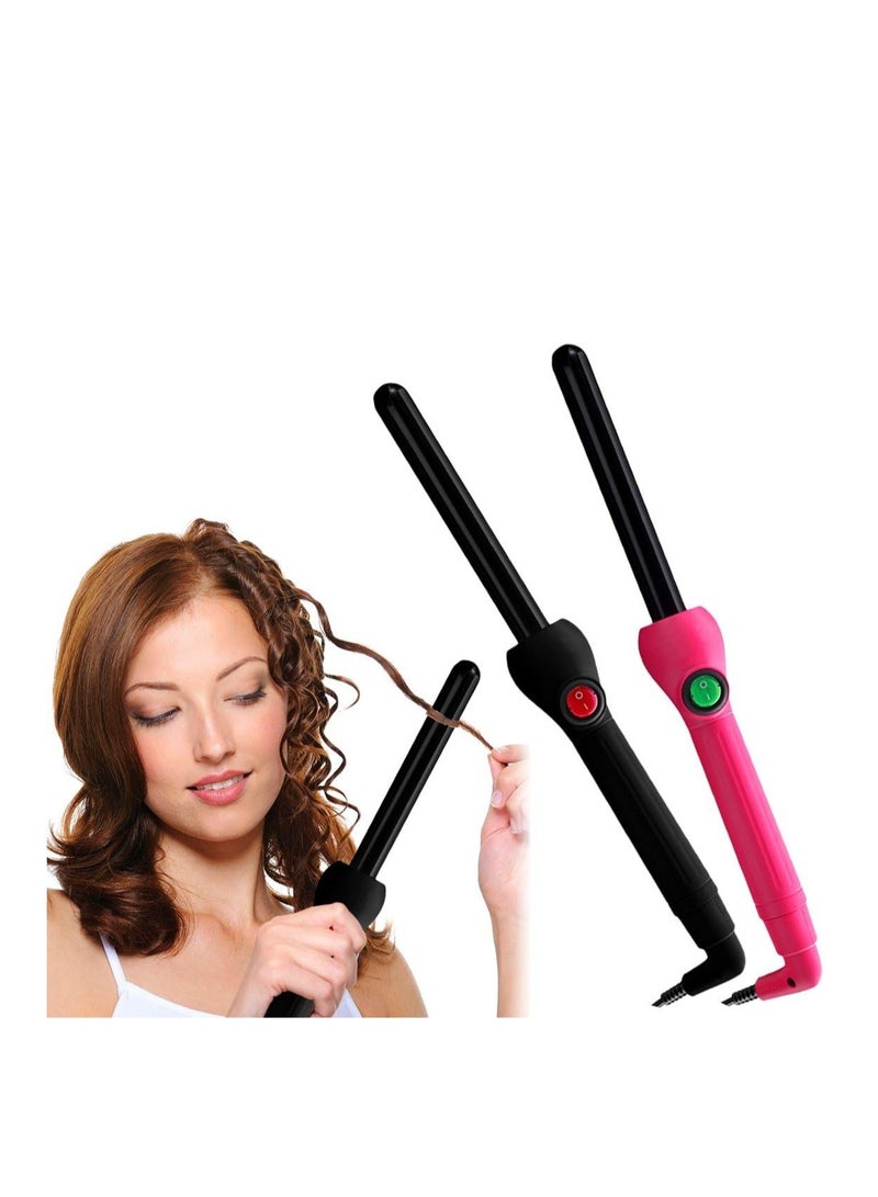 Curling Iron, Hair Curling Wand for Long Short Hair, Dual Voltage Curling Iron, Wand Curling Iron with Negative Ions Black/Pink - Image 4