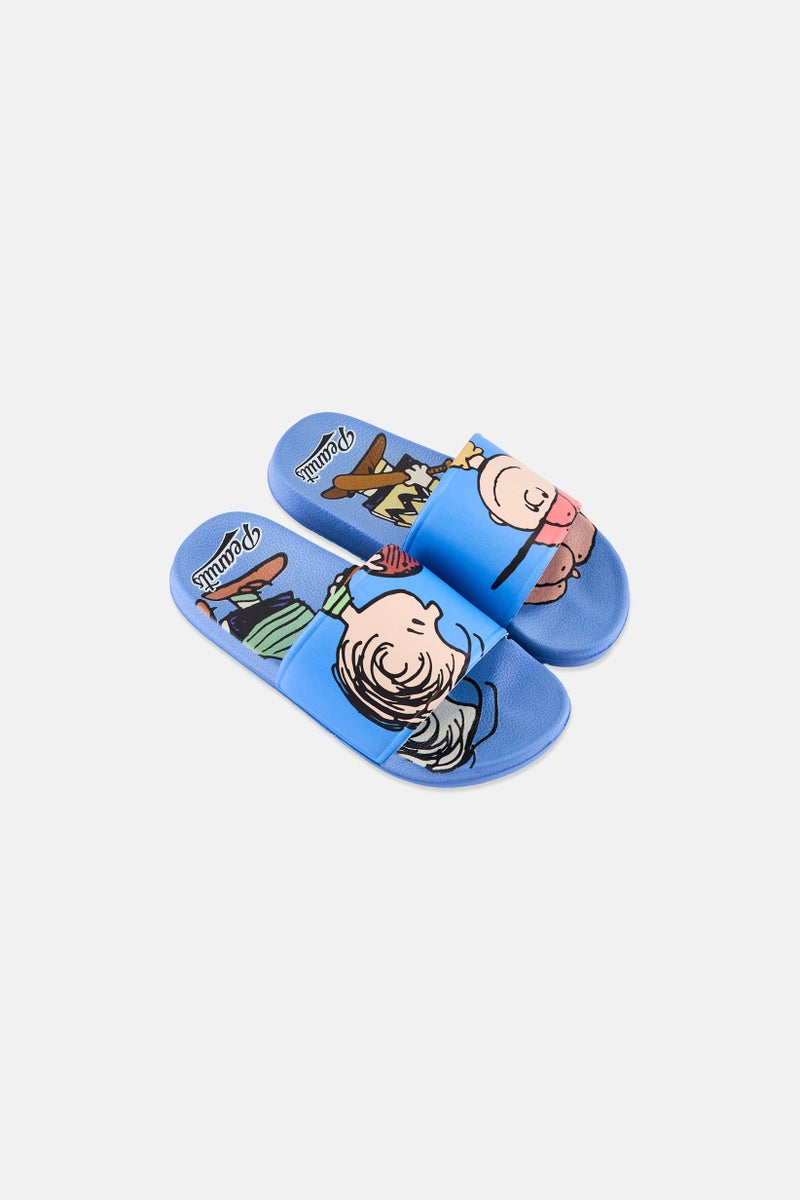 Peanuts Kids Boy Graphic Print Slides, Blue - Image 4