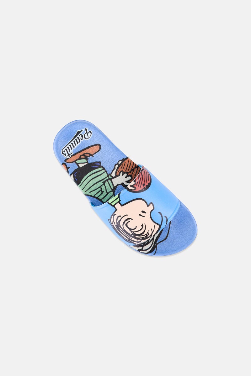 Peanuts Kids Boy Graphic Print Slides, Blue - Image 3