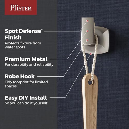 Pfister Vaneri WallMounted Bathroom Towel Hook with Spot Defense Brushed Nickel Finish ScrewIn Installation for Towel Holder and Robe Hook Applications BRHVRI0GS - Image 3