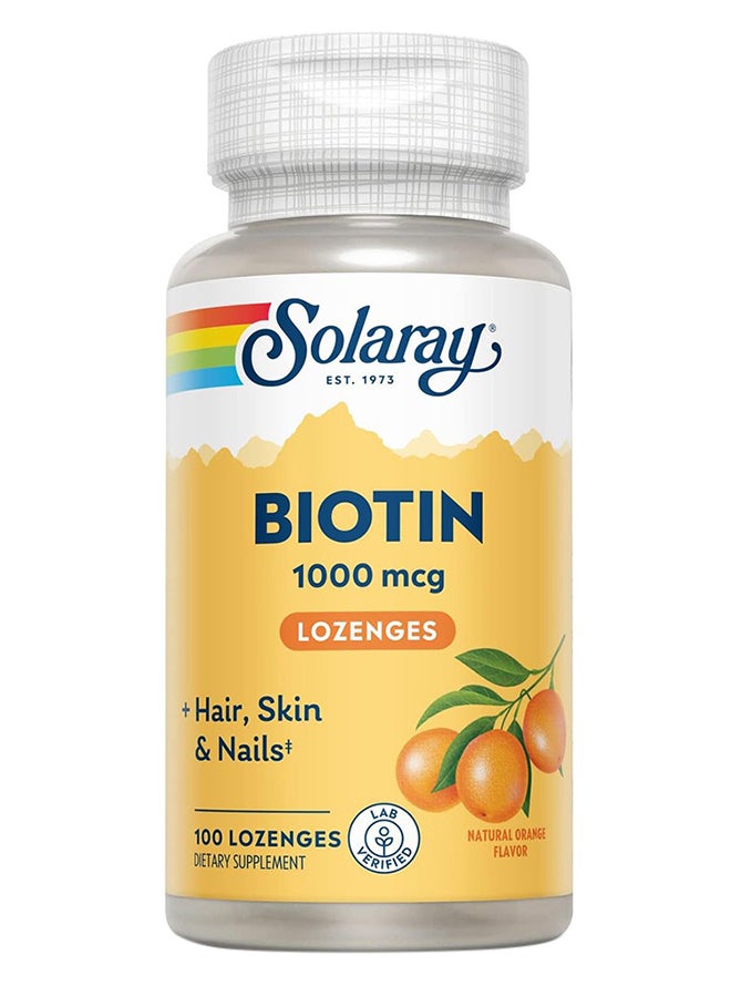 SOLARAY Biotin 1000mcg Lozenges For Healthy Hair, Skin & Nails, Pack of 100's