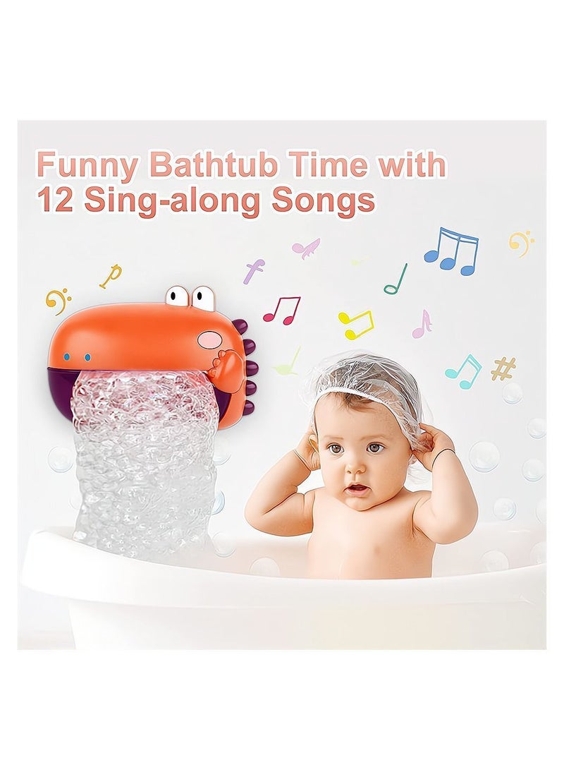 واي آند دي Bubble Bath Toy, Toys, Automatically Spit Bubbles Baby Machine for Tub and Plays 12 Children's Songs, Cute Dinosaur Bathtub Toys Maker Toddlers, Orange, 1 Pcs - Image 2