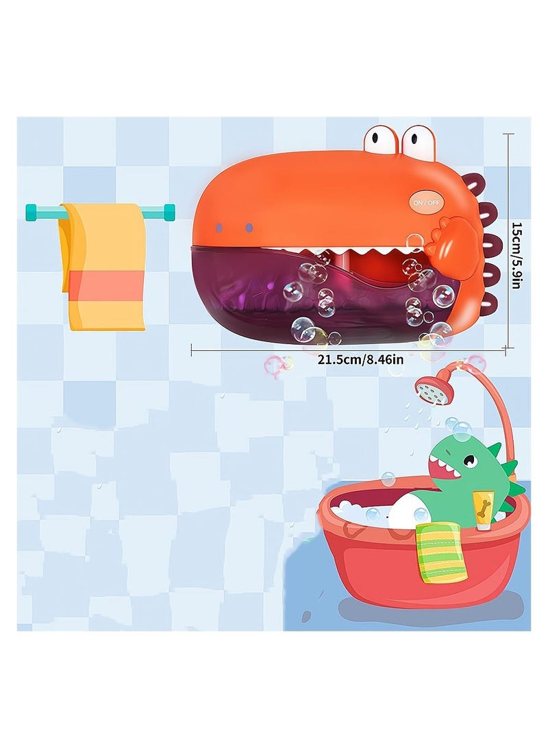 واي آند دي Bubble Bath Toy, Toys, Automatically Spit Bubbles Baby Machine for Tub and Plays 12 Children's Songs, Cute Dinosaur Bathtub Toys Maker Toddlers, Orange, 1 Pcs - Image 4