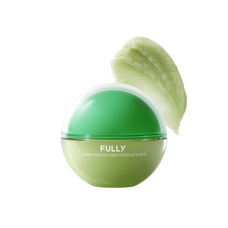 FULLY Green Tomato Smoothie Sugar Lip Scrub, Gentle Lip Exfoliator with Organic Sugar & Tomato Seed Oil for Smooth, Hydrated Lips, Vegan Daily Lip Polish for Dry, Flaky Lips, Korean Skincare, 0.42 oz - Image 1