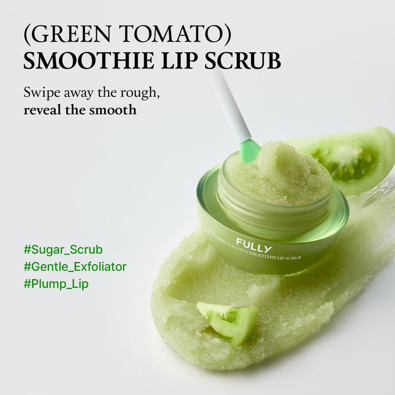 FULLY Green Tomato Smoothie Sugar Lip Scrub, Gentle Lip Exfoliator with Organic Sugar & Tomato Seed Oil for Smooth, Hydrated Lips, Vegan Daily Lip Polish for Dry, Flaky Lips, Korean Skincare, 0.42 oz - Image 2