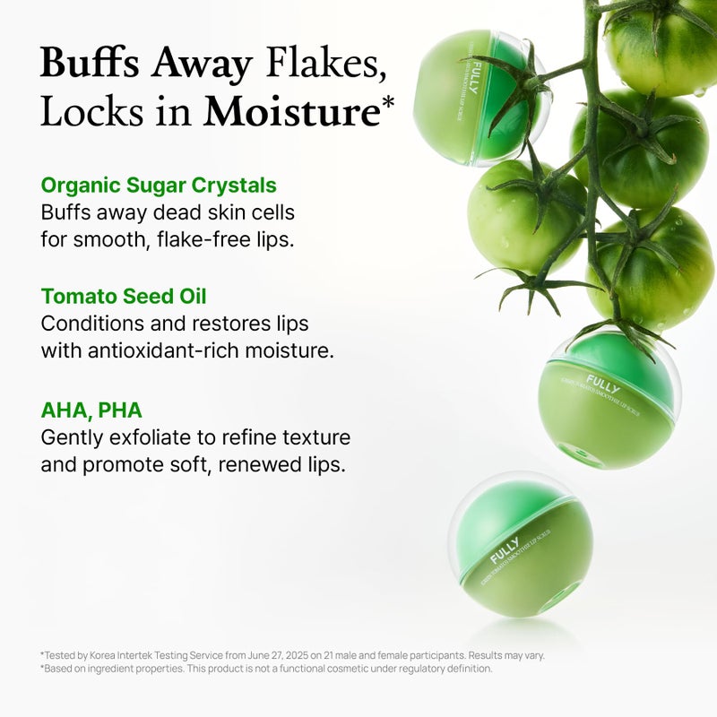 FULLY Green Tomato Smoothie Sugar Lip Scrub, Gentle Lip Exfoliator with Organic Sugar & Tomato Seed Oil for Smooth, Hydrated Lips, Vegan Daily Lip Polish for Dry, Flaky Lips, Korean Skincare, 0.42 oz - Image 4