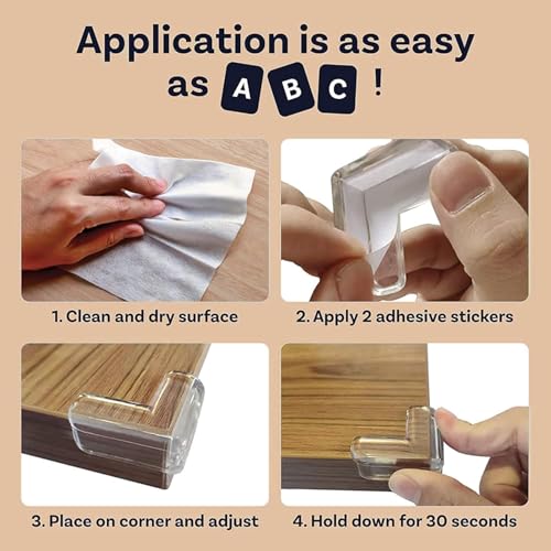 Kizlo Silicone Table Corner Protector for Baby | Baby Proofing Edge & Corner Guards | Transparent Table Corners Edge Protector | Baby Bed Protector Side Walls(Pack of 4) - Image 2