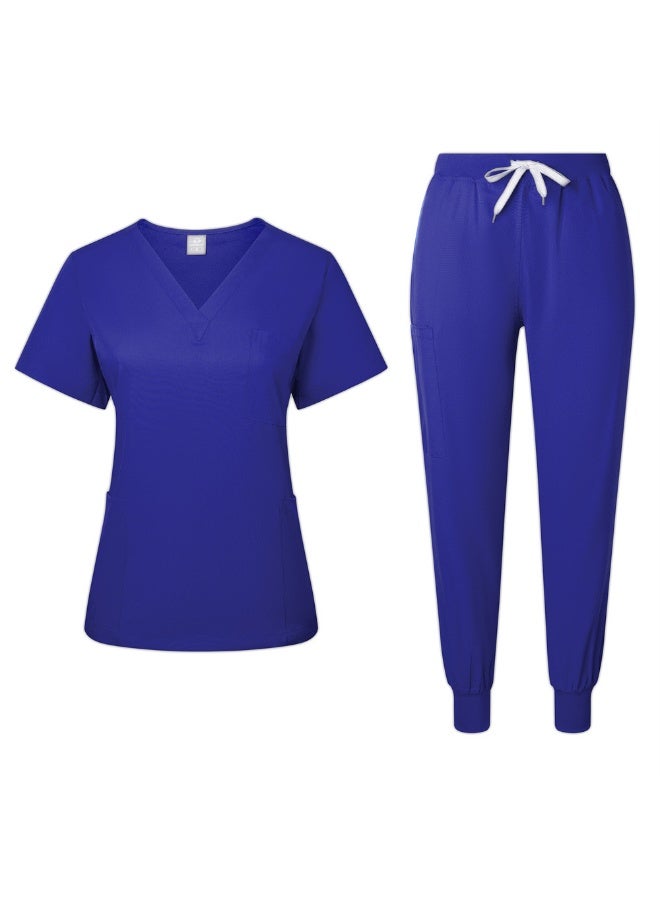 Loquat Womens Medical Scrubs Set Medical Uniform Set Blue - Image 1