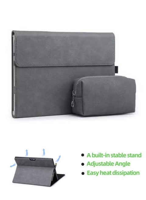 Laptop Sleeve Case Leather Case for Microsoft Surface Pro 7/6/5/4, Slim Lightweight Smart Envelope Sleeve Bag Laptop Tablet Carrying Cover-With A power storage bag