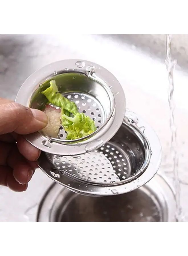 Silvery Stainless Steel Sink Strainer Basket with Removable Mesh Filter 11 3cm Heavy Duty Drainer Cage - Image 3