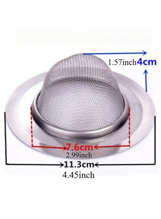 Silvery Stainless Steel Sink Strainer Basket with Removable Mesh Filter 11 3cm Heavy Duty Drainer Cage - Image 1