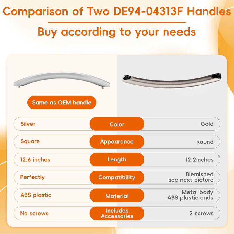 P Polerden 2025 Upgrade ME16A4021AS Microwave Door Handle, Replaces for Samsung DE94-04313F Handle, DE94-04313F Microwave Door Handle, Same as Samsung OEM Microwave Han dle (No Screws) - Image 4