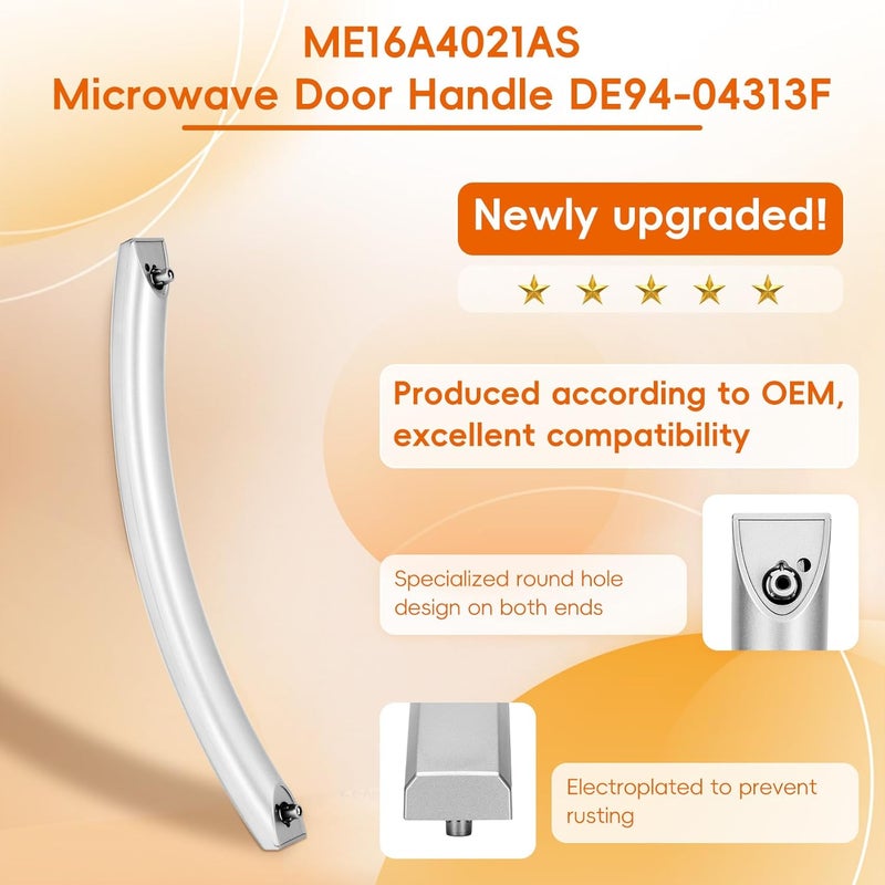 P Polerden 2025 Upgrade ME16A4021AS Microwave Door Handle, Replaces for Samsung DE94-04313F Handle, DE94-04313F Microwave Door Handle, Same as Samsung OEM Microwave Han dle (No Screws) - Image 2