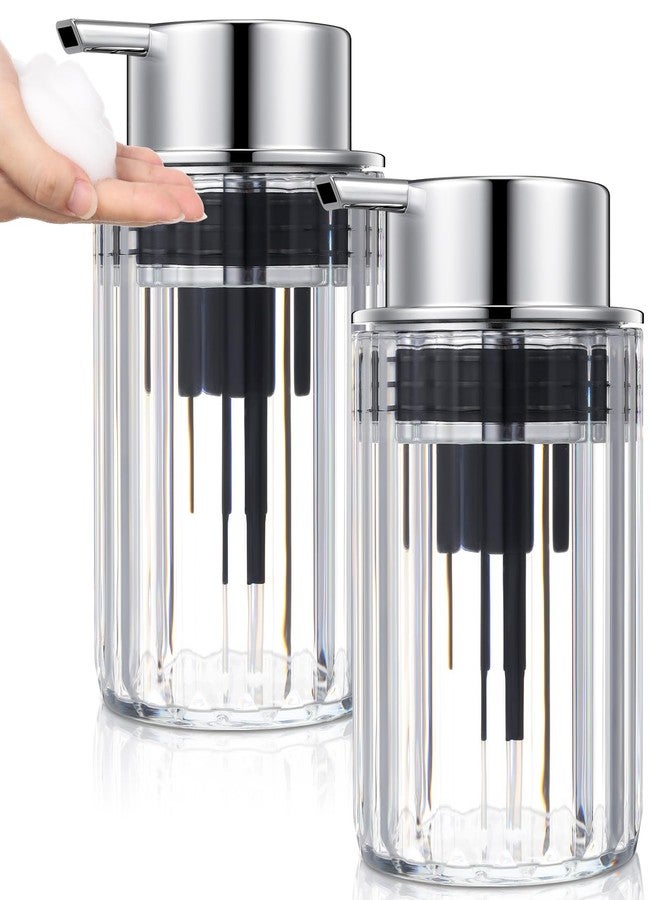 Potchen 2 Pcs Clear Refillable Foaming Hand Soap Dispenser 10 oz Foam Hand Soap Dispenser Plastic Lotion Foaming Soap Dispenser Pump with Silver Pump for Bathroom Vanities or Kitchen Sink - Image 1