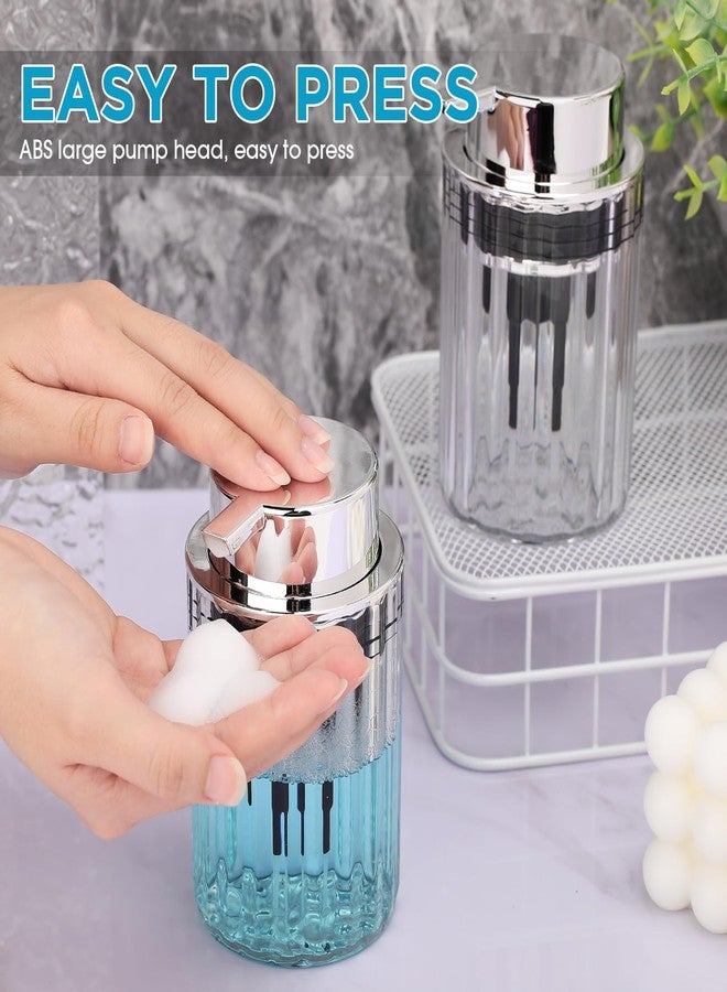 Potchen 2 Pcs Clear Refillable Foaming Hand Soap Dispenser 10 oz Foam Hand Soap Dispenser Plastic Lotion Foaming Soap Dispenser Pump with Silver Pump for Bathroom Vanities or Kitchen Sink - Image 3