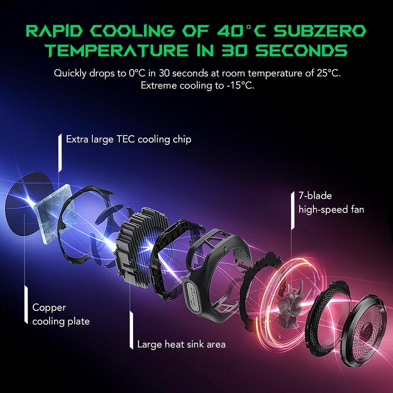 بلاك شارك مبرد الهاتف، مروحة تبريد مغناطيسية من بلاك شارك MagCooler 4 Pro، إضاءة RGB، تطبيق، 27 واط مشعاع للهواتف المحمولة للألعاب وبث الفيديو والقيادة، مبرد محمول للهواتف والأجهزة اللوحية وأجهزة iPad - Image 3