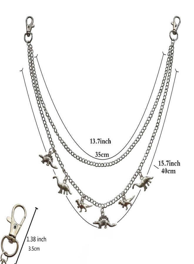 AETYWYEIN Punk Dinosaur Charm Pant Chain, Quirky Stegosaurus Pendant Jeans Accessories, Hip Hop Layered Belt Chains, Wallet Chain Bags DIY Jewelry Pocket Chain - Image 4