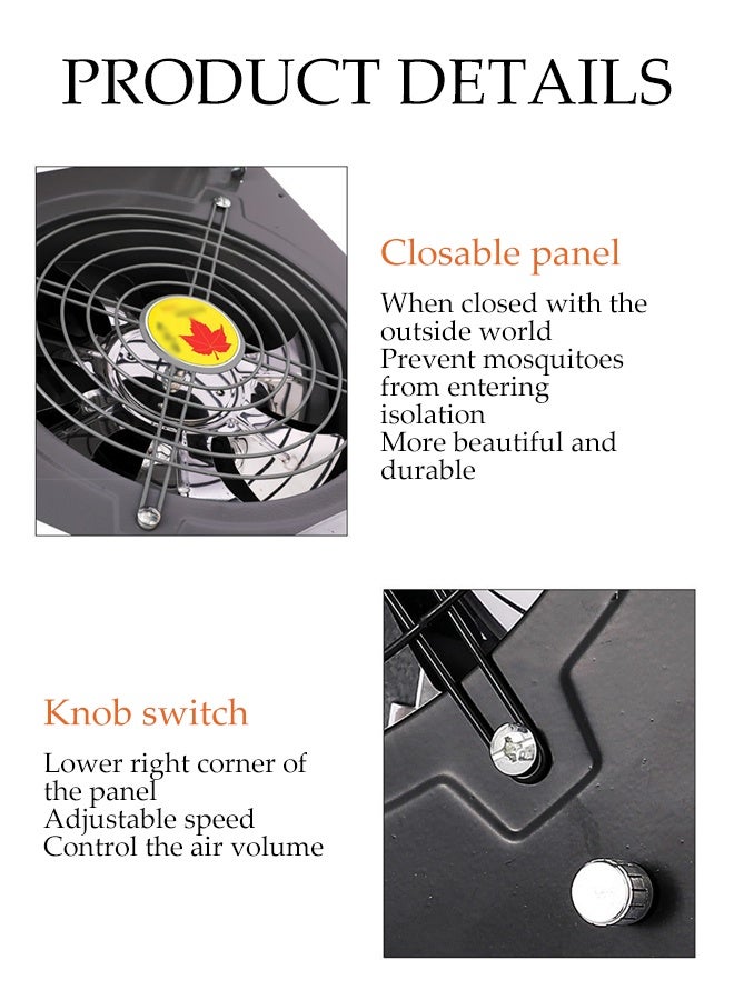 DUNISO مروحة عادم للجدار، تنظيم سرعة غير متدرج، 100 واط، شفاط قوي، مروحة تهوية قابلة للطي للمطبخ، الحمام، غسيل الملابس، المرآب (أبيض) - Image 3