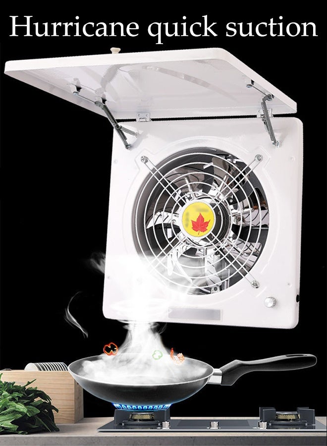 DUNISO مروحة عادم للجدار، تنظيم سرعة غير متدرج، 100 واط، شفاط قوي، مروحة تهوية قابلة للطي للمطبخ، الحمام، غسيل الملابس، المرآب (أبيض) - Image 5