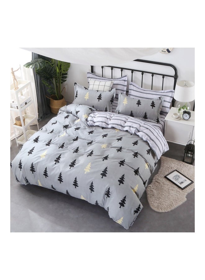 بيوينتي طقم غطاء لحاف مطبّع مكون من 3 قطع بوليستر رمادي/أسود - Image 1