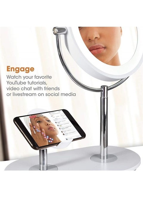 Wireless Charging LED Makeup Mirror - Illuminated Magnifying Light with USB Port