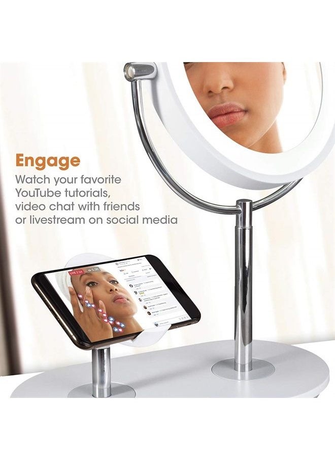 OttLite - Wireless Charging LED Makeup Mirror - Illuminated Magnifying Light with USB Port - Image 1