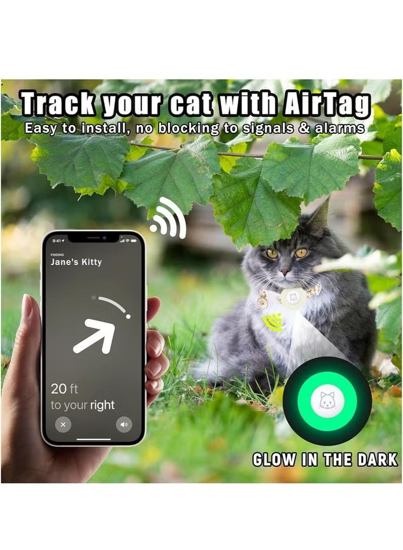 Cat Collar for Airtag Kitten Collar Breakaway with Silicone Airtag Holder Bells and Flower Charm for Girl Cats Boy Cats Small Dogs Pink - Image 4