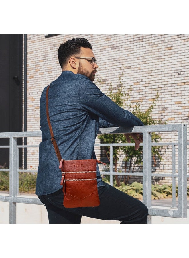 ABYS Genuine Leather Brown Unisex Neck Pouch||Passport Pouch||Sling Bag with Adjustable Strap(1049DQ) - Image 4