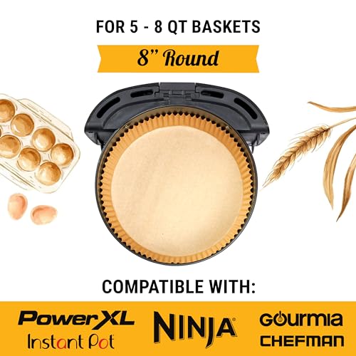 Baker's Signature Air Fryer Liners for Ninja, 125 Pcs Round Disposable Airfryer Paper Liners – Non-Stick and Oil Proof for Easy Cleanup, Great for Oven, Pans & Baking – 8 Inch for 5-8 qt Basket by Baker's Signature - Image 2