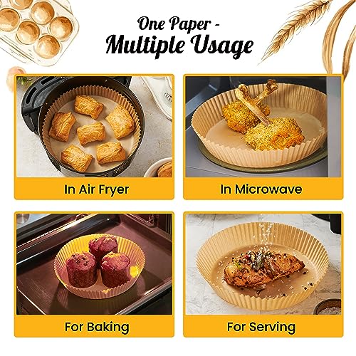Baker's Signature Air Fryer Liners for Ninja, 125 Pcs Round Disposable Airfryer Paper Liners – Non-Stick and Oil Proof for Easy Cleanup, Great for Oven, Pans & Baking – 8 Inch for 5-8 qt Basket by Baker's Signature - Image 3