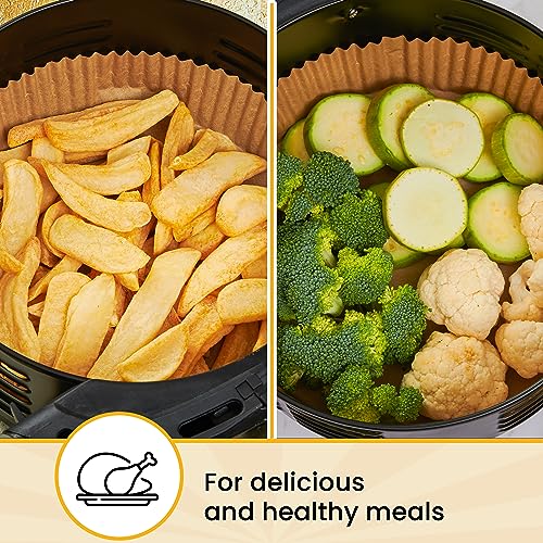 Baker's Signature Air Fryer Liners for Ninja, 125 Pcs Round Disposable Airfryer Paper Liners – Non-Stick and Oil Proof for Easy Cleanup, Great for Oven, Pans & Baking – 8 Inch for 5-8 qt Basket by Baker's Signature - Image 5