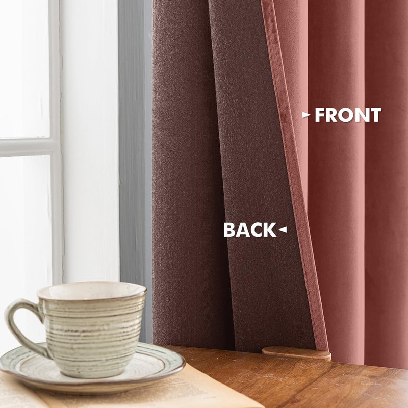 ANRODUO Dusty Rose Pink Velvet Curtains 84 Inches Long Blackout Thermal Insulated Soundproof Curtain Privacy Room Darkening Curtains Grommet Window Drapes for Bedroom Living Room Set of 2 - Image 4