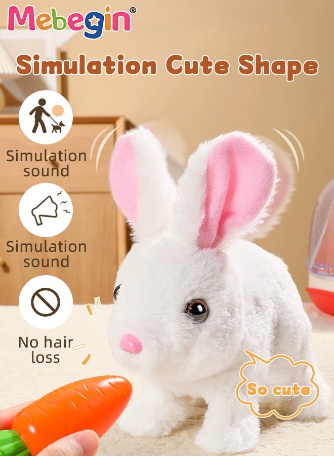 MEBEGIN Walking Rabit with Sounds and Movements, Interactive Electronic Pet Toy Set with Trolley Case, Carrot and Sea Ball, Plush Bunny Toy, Educational Toys, Ideal Gift for Kids, 2 AA Batteries Required(Not Included) - Image 5