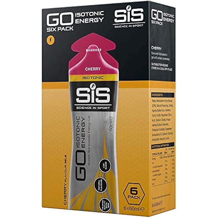 Science in Sport Energy Gel Pack, SIS Isotonic Energy Gel, 22g Fast Acting Carbs, Performance & Endurance Gels, Cherry Flavor - 2 Fl Oz (Pack of 6) - Image 1