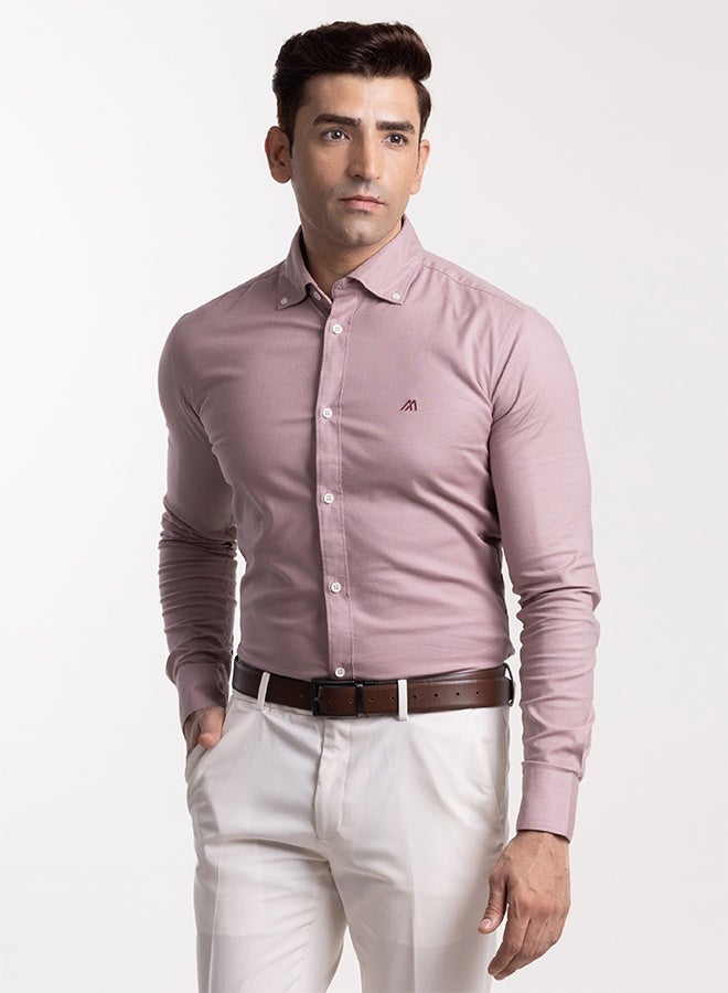 Mannerism The Blush Solid Pink Oxford Shirt with Gentle Matte Finish - Image 3