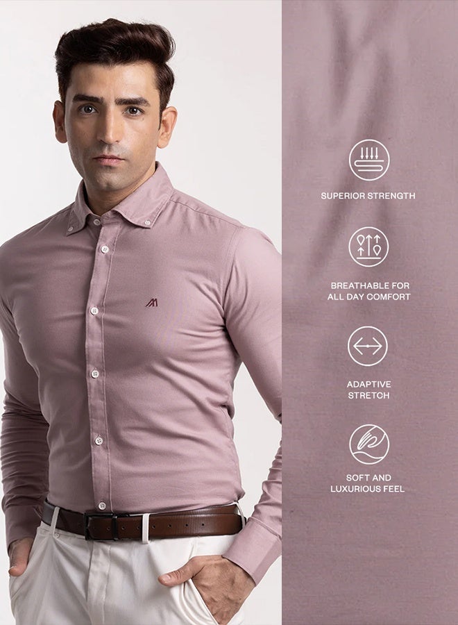 Mannerism The Blush Solid Pink Oxford Shirt with Gentle Matte Finish - Image 3