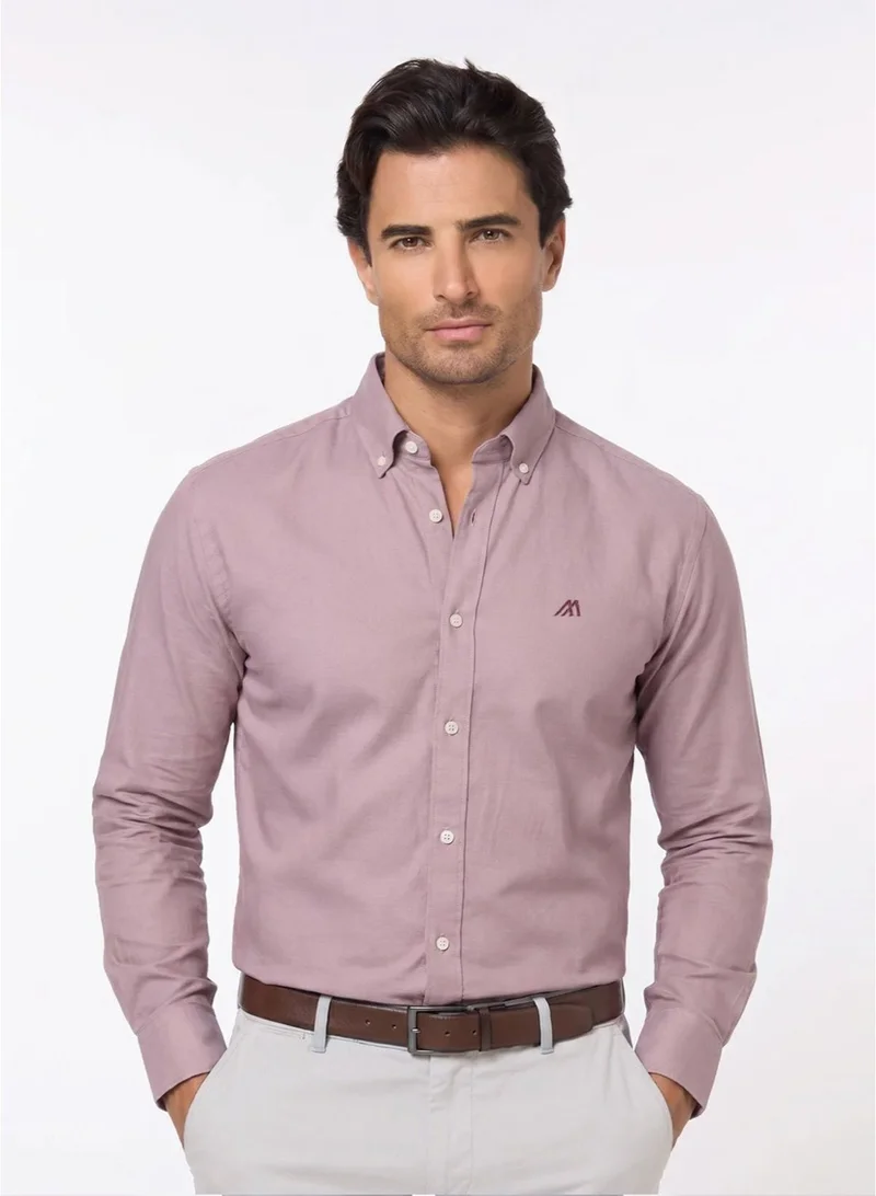 مانرزم The Blush Solid Pink Oxford Shirt with Gentle Matte Finish