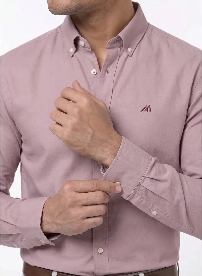 مانرزم The Blush Solid Pink Oxford Shirt with Gentle Matte Finish