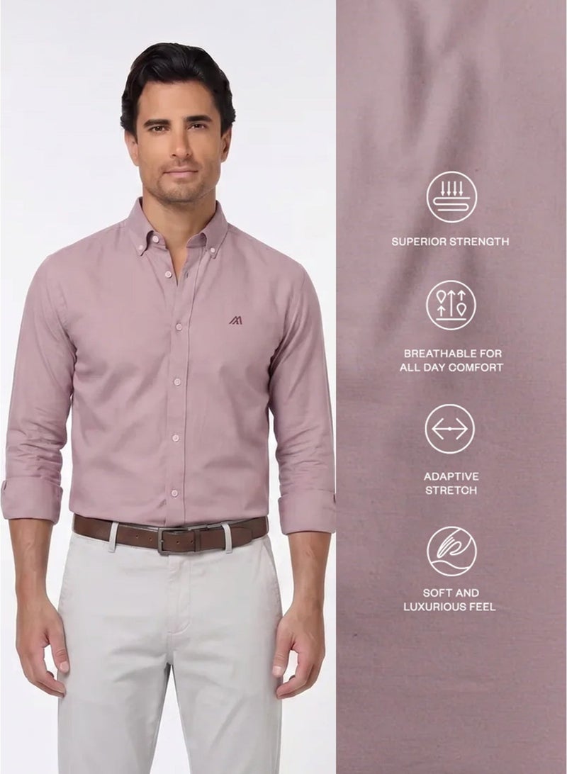 مانرزم The Blush Solid Pink Oxford Shirt with Gentle Matte Finish - Image 3