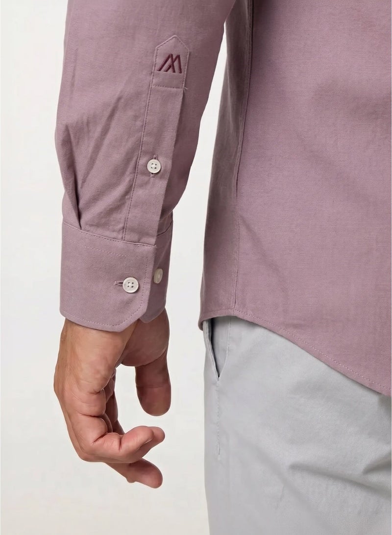 مانرزم The Blush Solid Pink Oxford Shirt with Gentle Matte Finish - Image 5