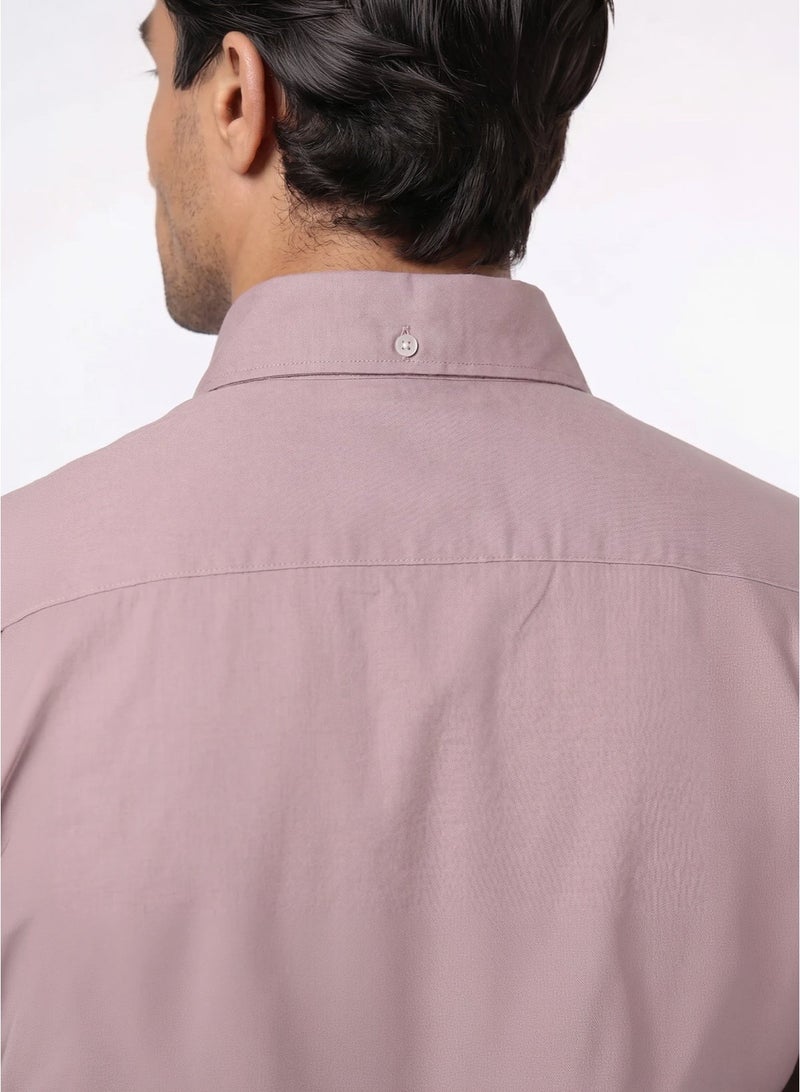 مانرزم The Blush Solid Pink Oxford Shirt with Gentle Matte Finish - Image 4