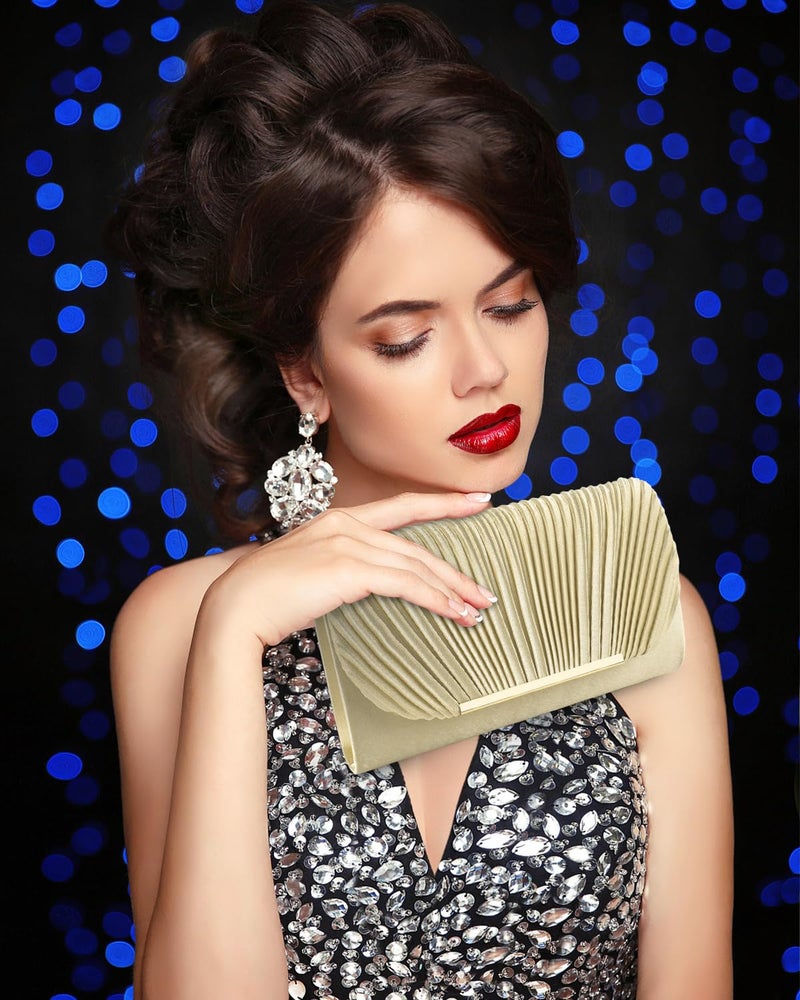 TINDTOP Clutch Purses for Women Evening Handbags for Formal Wedding Party Cocktail Prom Crossbody Shoulder Envelope Bag (Gold) - Image 3