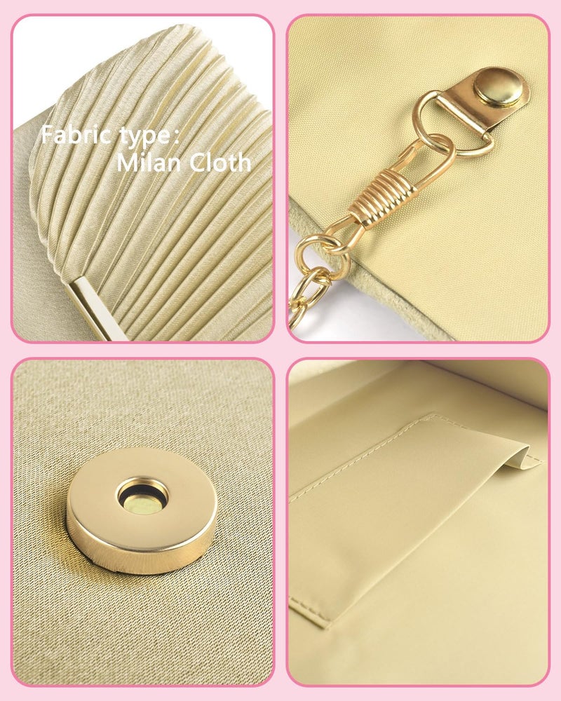 TINDTOP Clutch Purses for Women Evening Handbags for Formal Wedding Party Cocktail Prom Crossbody Shoulder Envelope Bag (Gold) - Image 5