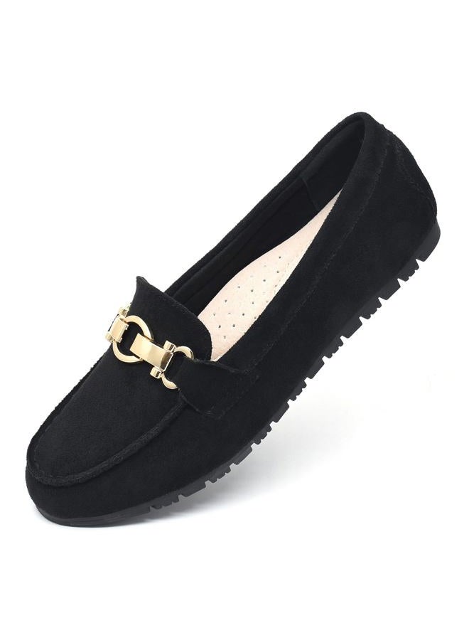 Cvistpieo Loafers for Women Casual Moccasins Women's Comfortable & Lightweight Penny Loafers Slip On Flat Shoes Suede Black Size 9 Wide Width, Black Suede, 9 Wide