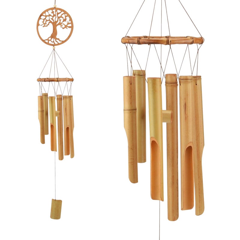 XINRUI Bamboo Wind Chimes Tree of Life Wooden Wind Chime Kit Natural Decor Music Soothing Wind Bell Hanger Wind Chime Tubes Clearance Gifts for Garden Outdoor Outside Patio and Home345 inches